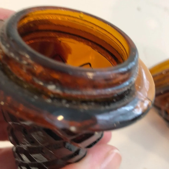 Ice cream  cone salt and pepper shakers vintage Amber glass with nesting station - Picture 10 of 12